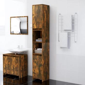 Armario de baño Smoke Oak 30x30x183,5 cm Madera de ingeniería y contrachapada roble ahumado