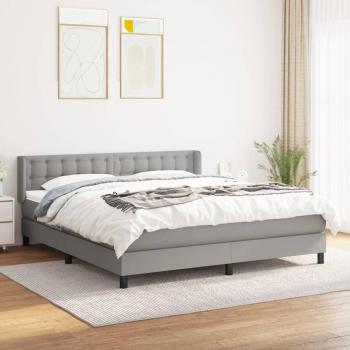 Cama box spring de muelles con colchón gris claro 160x200 cm