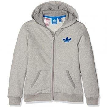 adidas J Ft Hoodie - Sudadera para niños de 9-10 años, color gris