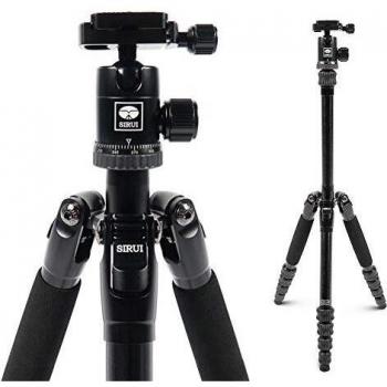 Trípode Sirui Traveler 5A Aluminio, 138cm, liviano, con cabezal de bola panorámico de 360°, compacto para fotografía y videografía, carga máxima 4kg