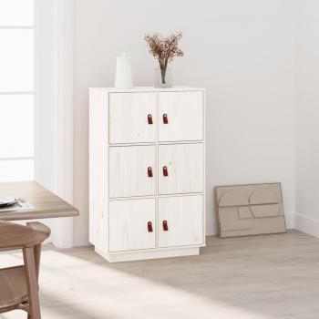 Aparador de madera maciza de pino 67x40x108,5 cm, Mueble de Almacenaje de Salón, Buffet para salón Moderno, Armario Auxiliar, Armario de Almacenamiento en color blanco