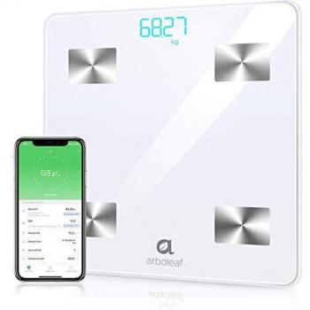 Báscula Grasa Corporal - arboleaf Báscula de Baño Digital Máximo 180 kg, Báscula Bluetooth Inteligente con App para iOS y Andriod, Monitor de Composición Corporal, Profesional Analiza 10 Datos