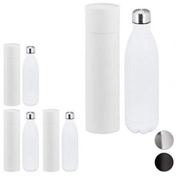 Set de 4 Botellas Térmicas de Acero Inoxidable, Cantimploras Herméticas de 1 Litro para Gimnasio y Uso Diario, Color Blanco