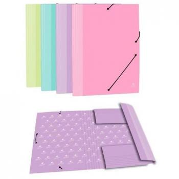 MARIOLA CARPETA CON GOMAS 3 SOLAPAS FOLIO CARTÓN FORRADO PLASTIFICADO MATE SURTIDOS PASTEL