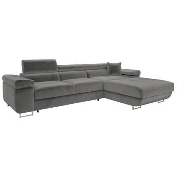 Sofá rinconero Comfivo S102 con función de descanso y caja de ropa de cama, 280x170x70cm