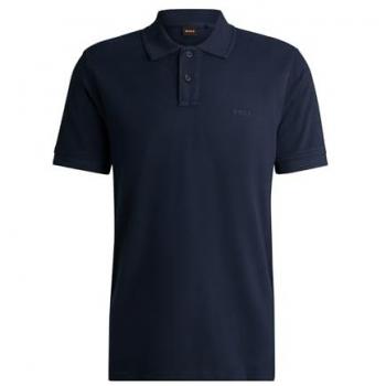 Boss Orange Prime Mens Cotton-Pique Polo Shirt with Logo Print NOS - Dark Blue - Size 2XL