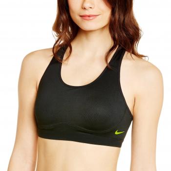 Nike Pro Fierce - Sujetador para mujer, color Black/Volt, talla Large