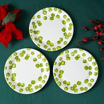 Talking Tables BC Botanical Christmas Sprout Paper Plates, Microfibra, Multicolor