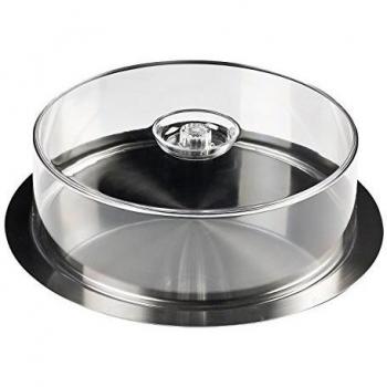 INOXIBAR Bandeja de Catering Circular con Tapa Transparente, 35 cm, Metal, Inoxidable, Centimeters