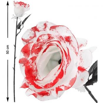 Flor de Halloween con Pétalos Blancos y Salpicaduras de Sangre, 50 cm