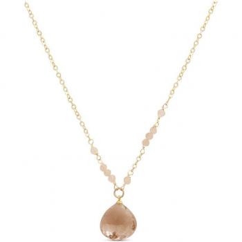 Collar Luxenter Zoqoyi de aleación de metal y cuarzo ahumado hidrotermal con acabado en baño de oro 18K