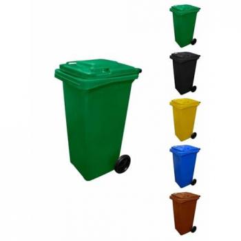 Contenedor de Basura Reciclable Verde con Ruedas y Mango Antideslizante 120 L