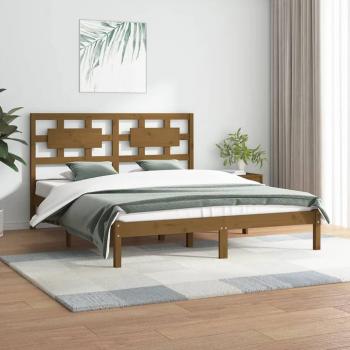 Estructura de cama de madera maciza de pino marrón miel 200x200 cm