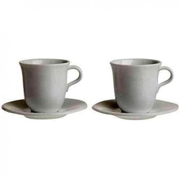 De'Longhi DLSC309, Set 2 tazas con platillo, Para Cappuccino, Porcelana, Blanco