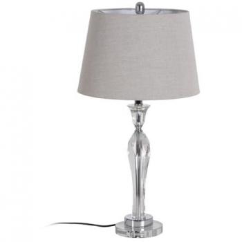 Lámpara de Mesa Plateada Diamante de Cristal y Metal - 38x38x70 cm - Enchufe EU - Voltaje 220-240V - Clasificación Energética A