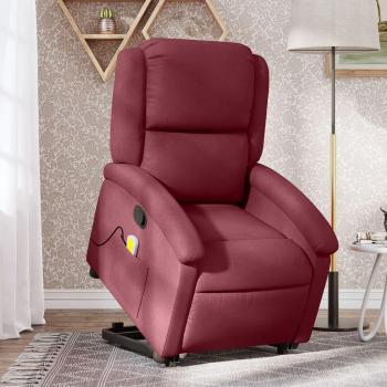 Sillón de masaje reclinable elevable en tela de vino tinto