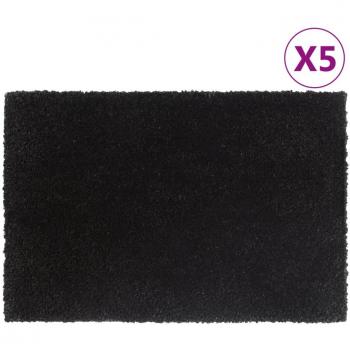 Felpudos vidaXL 5 unidades fibra de coco negro 40x60 cm
