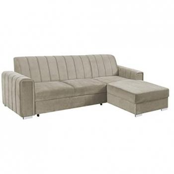Sofá Rinconero Columbus 166 con Función de Descanso y Caja de Ropa de Cama, 260x183x86cm