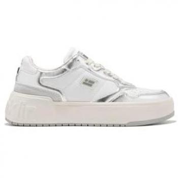 Zapatillas Deportivas Urbanas D.Franklin Court Flag Blancas y Plateadas para Mujer - Moda Casual