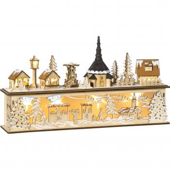 Casa de Pueblo Navideño con 10 Luces Escena Navideña Iluminado