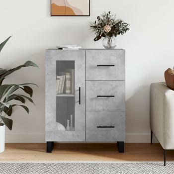 Aparador de madera de ingeniería 69,5x34x90 cm en color gris hormigón, mueble de almacenaje para salón, buffet auxiliar y armario de almacenamiento