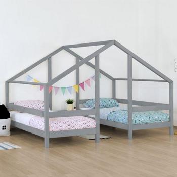 Cama Casita de Madera para Dos VILLY gris