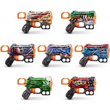 X-Shot Skins-Menace Blaster con Capacidad de 8 Dardos y 6 Diseños Surtidos