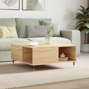 Mesa de centro madera contrachapada 80x80x36,5 cm en color Blanco y Negro, con acabado brillante, ideal para salón o comedor, también conocida como Mesita de Salón o Auxiliar Mesa de Café; además disponible