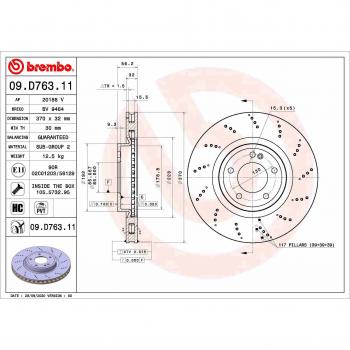Disco de freno BREMBO 09D76311, ventilado, altamente carbonizado, 1 pieza