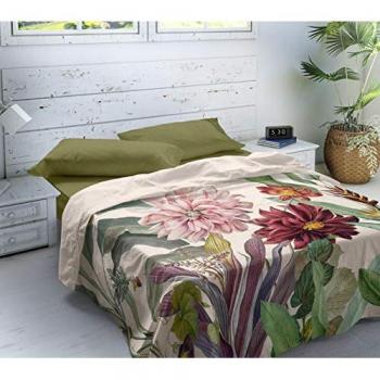 Juego de Sábanas Naturals Mirelle - 100% Algodón Extra Suave - Estampado Floral - Incluye Sábana Encimera + 1 o 2 Fundas de Almohada + Sábana Baj