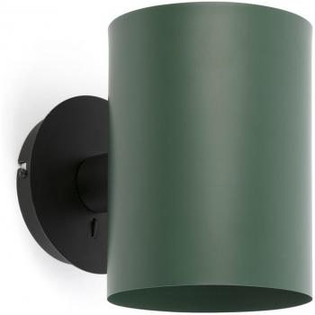 Aplique de pared Guadalupe de acero negro/verde 23 cm Faro Barcelona 20031-81