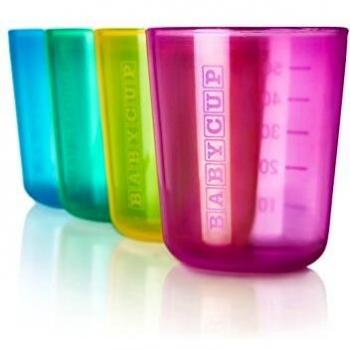 Babycup Primer Vaso - vaso aprendizaje bebe 4m+, Sippy cup abierto graduado y transparente, 100% biodegradable y reciclable, libre de BPA, capacidad de 50ml, set de 4,