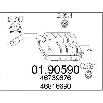 Silenciador trasero MTS 01.90590 - Silenciador de alto rendimiento y diseño optimizado