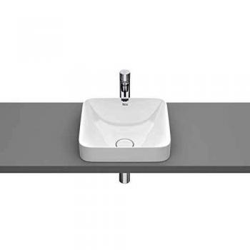 Lavabo de Fineceramic sobre encimera Square Inspira Roca, 37 x 37 x 7,5 centímetros, color blanco