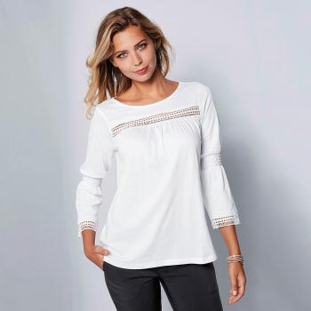 VENCA Camiseta Escote Redondeado con Canesú fruncido EN La Espalda y Abertura Lágrima by Vencastyle,Blanco,3XL