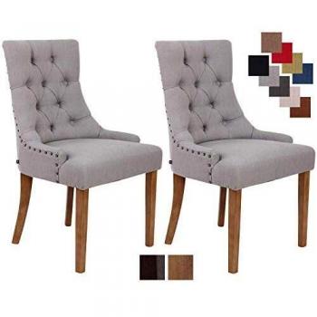Set de 2 Sillas de Comedor Aberdeen en Tela Antik-Claro Gris con Estructura de Madera y Alta Calidad de Acolchado