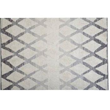 Alfombra Shaggy Beige y Gris 140 x 200 cm Tejida a Mano con Patrón Geométrico Pendik