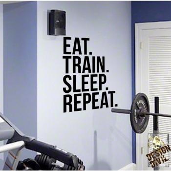 EAT TRAIN SLEEP REPEAT Gym Wall Decal Motivational Quote-Health and Fitness Spinning Kettlebell Workout Boxing UFC MMA by DesignDivil