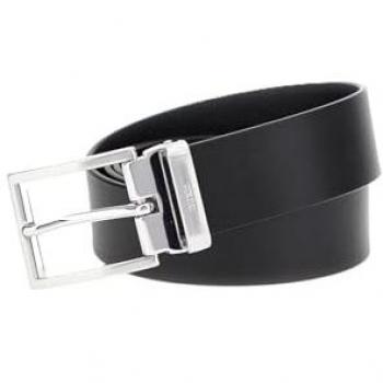 Guess Classic Monacchina Genuine Leather Belt, Male, Black, Size: M, Adjustable Leather Belt, Autumn/Winter Collection