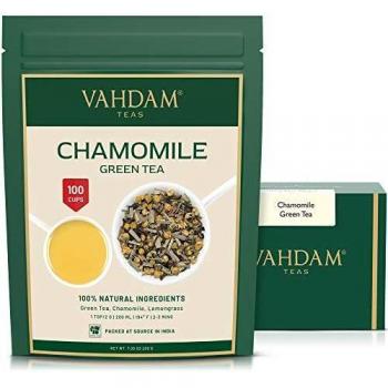 Manzanilla con hojas de té verde de los Himalayas
