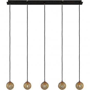 Lámpara colgante Lucande Zale, angular, 5 luces, negro, metal, para salón y comedor (5 llamas, G9)