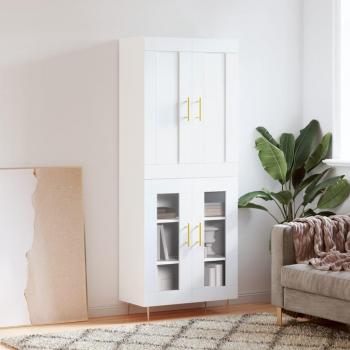 Aparador alto de madera contrachapada blanco 69,5x34x180 cm en multicapa vidaXL