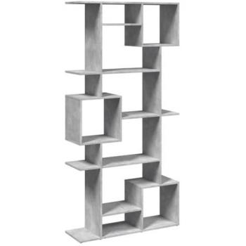 Estantería de madera contrachapada gris hormigón 92x29x188 cm