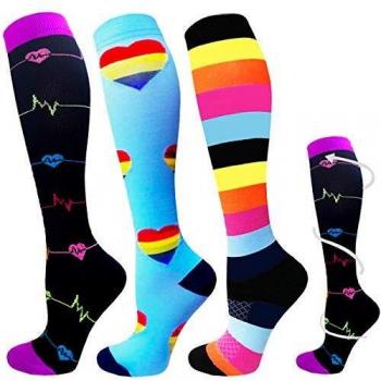 ACTINPUT 3 Pares Calcetines de compresión para Mujeres y Hombres 20-25 mmHg es el Mejor atlético, Correr,Escalar Montaña,Vuelo, Viajes, Enfermeras, Edema