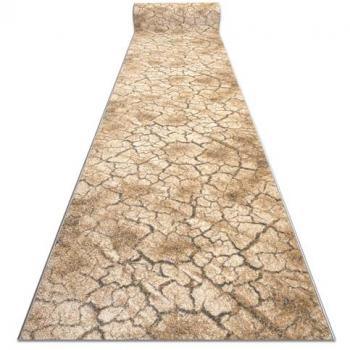 Alfombra de Pasillo KARMEL Terra Suelo Agrietado, Moderna, Pelo, Gris Caramelo, 70x460 cm