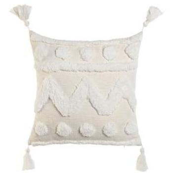 Cojín Home ESPRIT Blanco Borlas Boho 45 x 15 x 45 cm