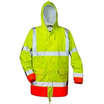 Chubasquero PU de Alta Visibilidad Manfred Talla XXL Amarillo/Negro EN ISO 20471/3, EN 343/3