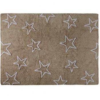 Happy Decor Kids -Alfombra Lavable Stars 100% Algodón Natural -Crema- 160x120 cm