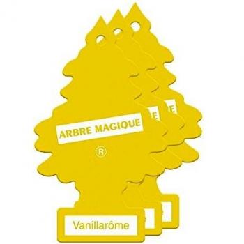 Wunderbaum PER90517 Ambintadores Pino Celulosa Aroma Vainilla para Colgar Coche, Amarillo, Set de 3