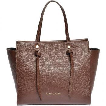 Bolso tote de cuero bicolor Anna Luchini en tonos marrones